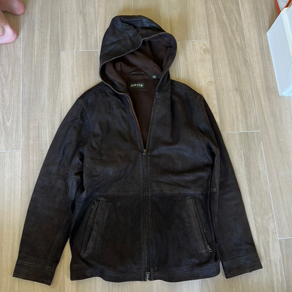 Orvis Leather Shell Zip Up Jacket